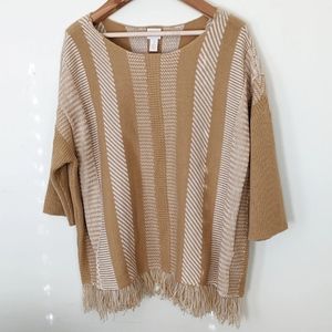 Chico's Yellow + Cream Sweater XL